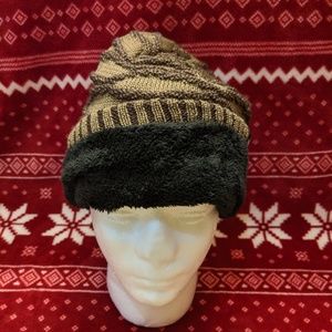 Adult Fur Knit Brown Winter Beanie Hat